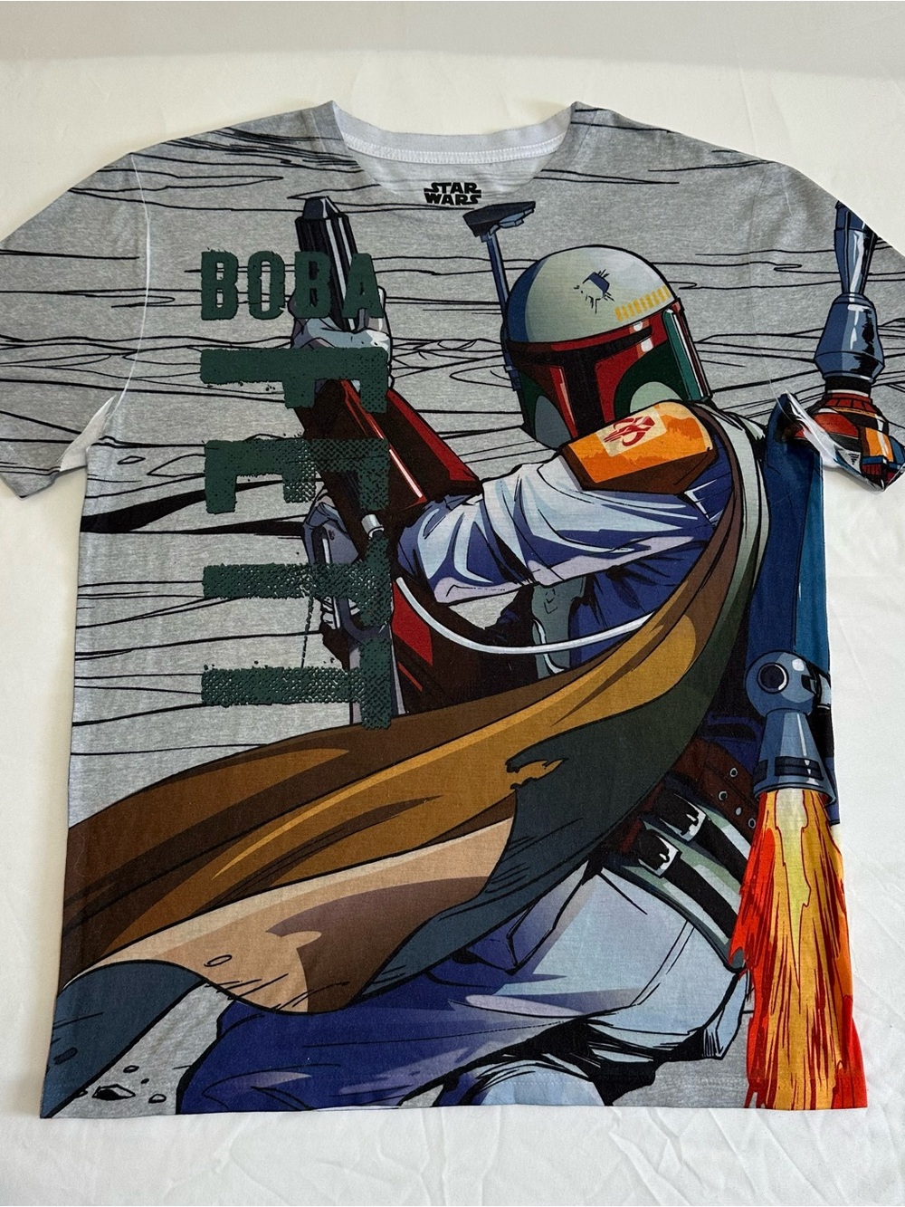 Star Wars Boba Fett Grey Graphic Short Sleeve Tee